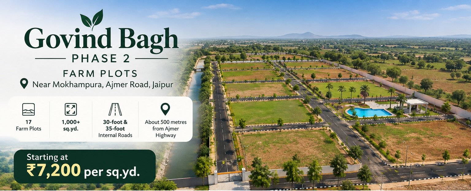 Govind Bagh Phase 2 — 17 Farm Plots of 1,000+ sq.yd., Near Mokhampura, Ajmer Road, Jaipur